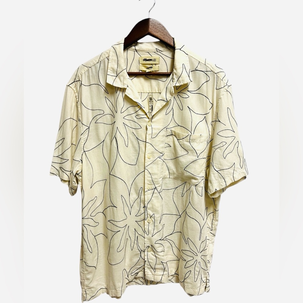 Madewell Embroidered Easy Short-Sleeve Shirt In Antique Cream Size M NWT - Picture 2 of 9